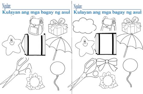 Kulay : asul worksheet .